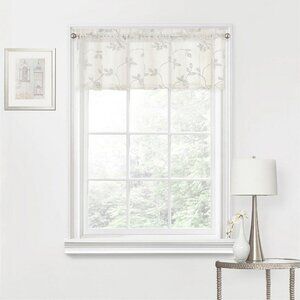 NEW Regal Home Embroidered Rod Pocket Tailored Valance Ivory Off White 50" x 15"